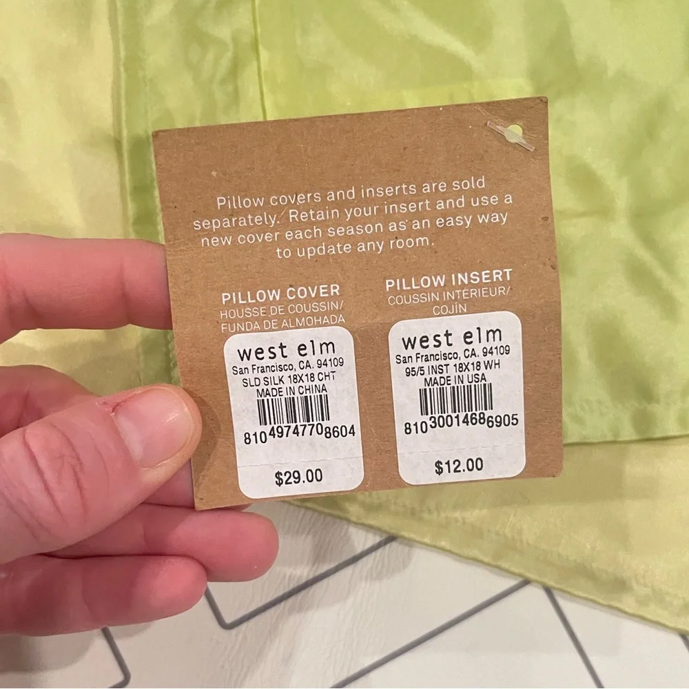 NWT West Elm Silk Square Pillow Case